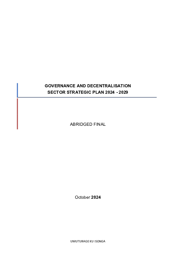 Governance and Decentralisation Sector Strategic Plan 2024-2029