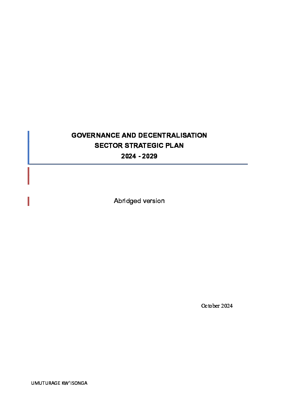 Governance and Decentralisation Sector Strategic Plan 2024-2029