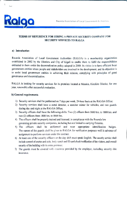 ToR-Hiring a Private Security Company