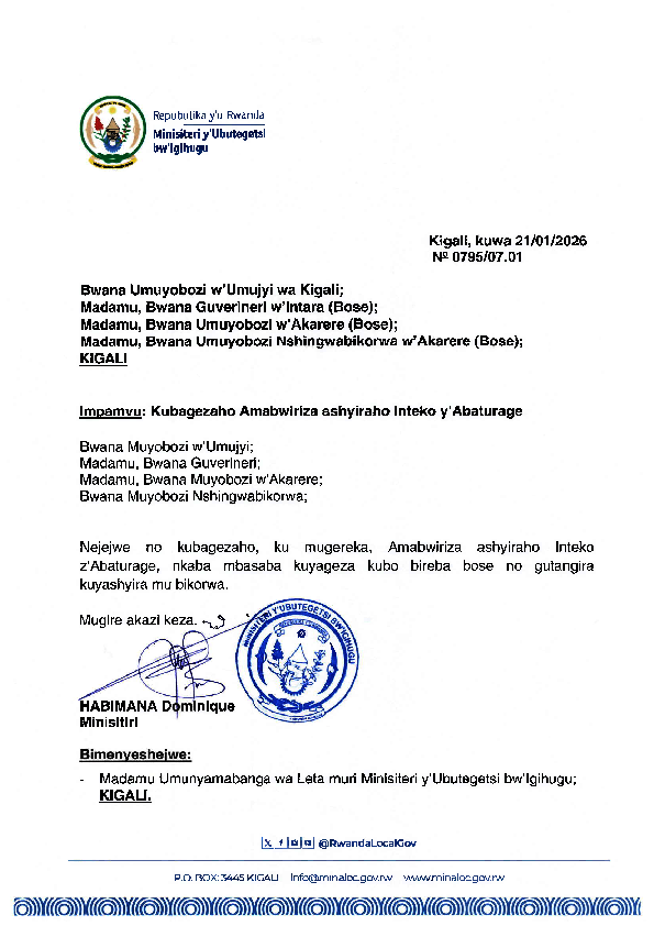 Amabwiriza Ashyiraho Inteko y' Abaturage