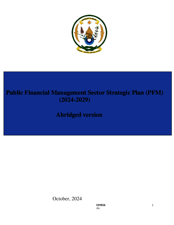 Public Financial Management Sector Strategic Plan (PFM) - 2024-2029