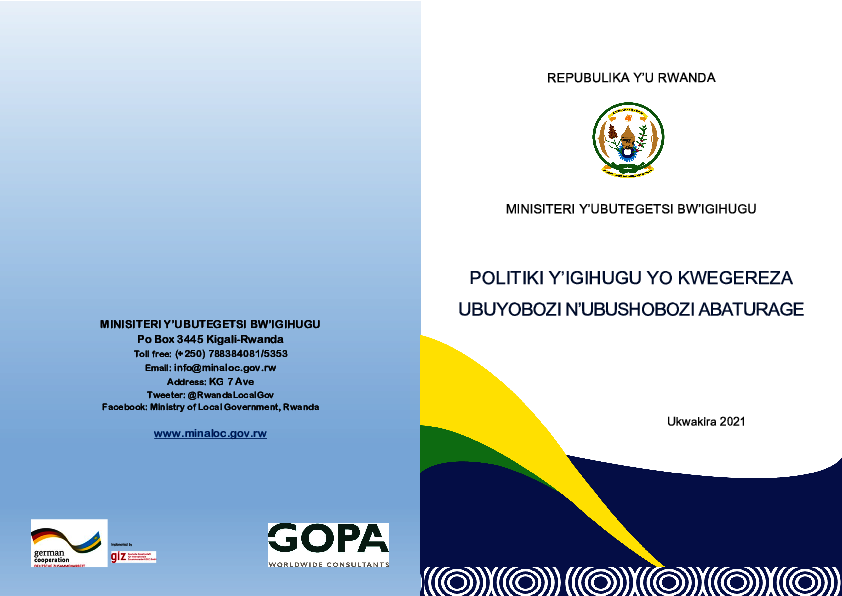 Politiki y' Igihugu yo Kwegereza Ubuyobozi n' Ubushobozi Abaturage 2021